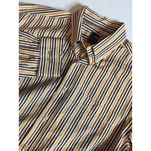T Harris London Mens Multicolor Striped Long Sleeve Button Down‎ Shirt